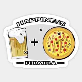 Happiness Formula - Pizza & Beer - Funny Sticker